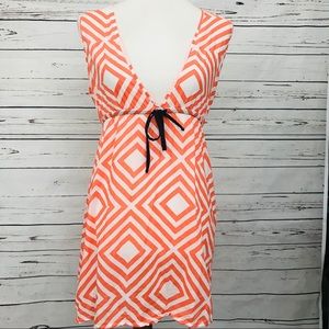 Anthropologie Orange & White Print Dress Size S
